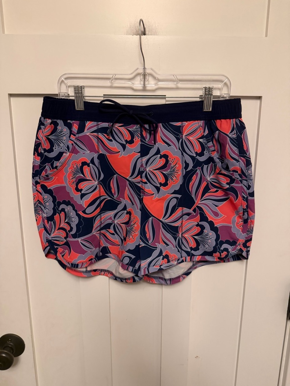 Lands End Women Quick Dry Elastic Waist Board Shorts Swim Cover-up Size 10